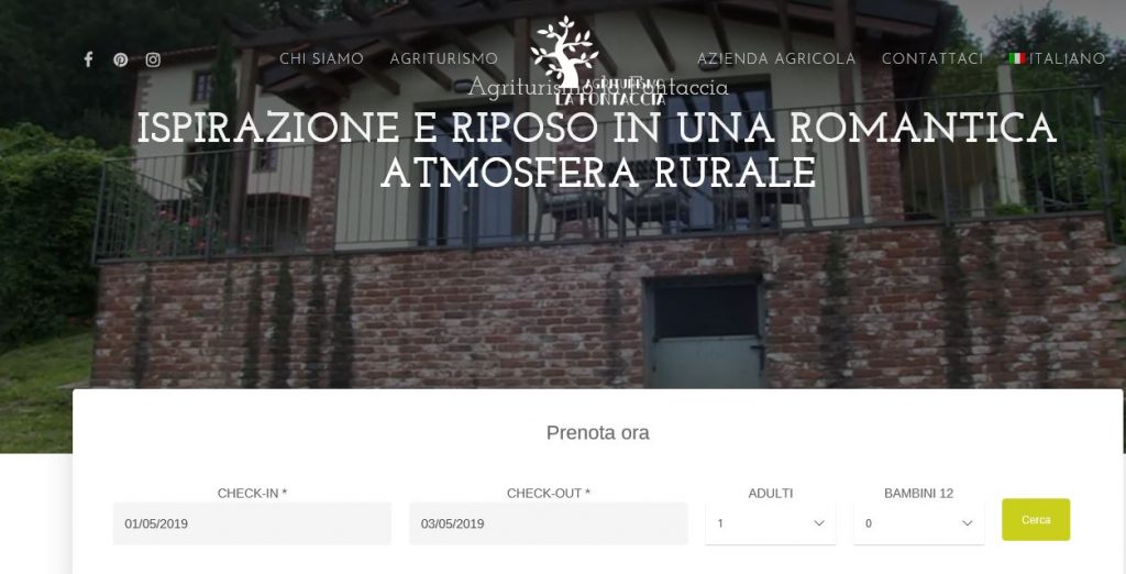 home page sito agriturismo